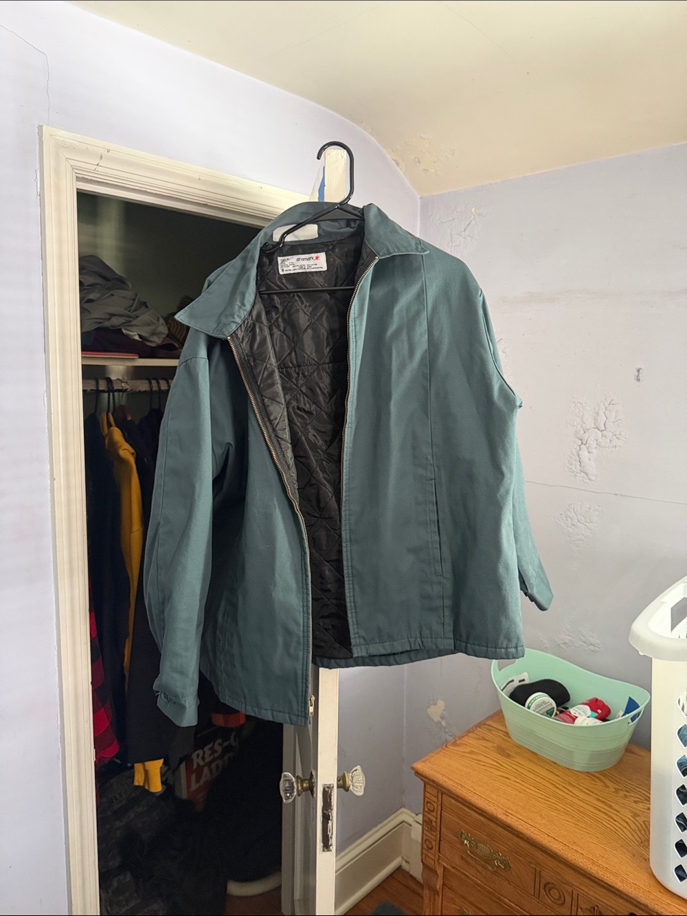 Men's Teal Work Jacket with Quilted Lining